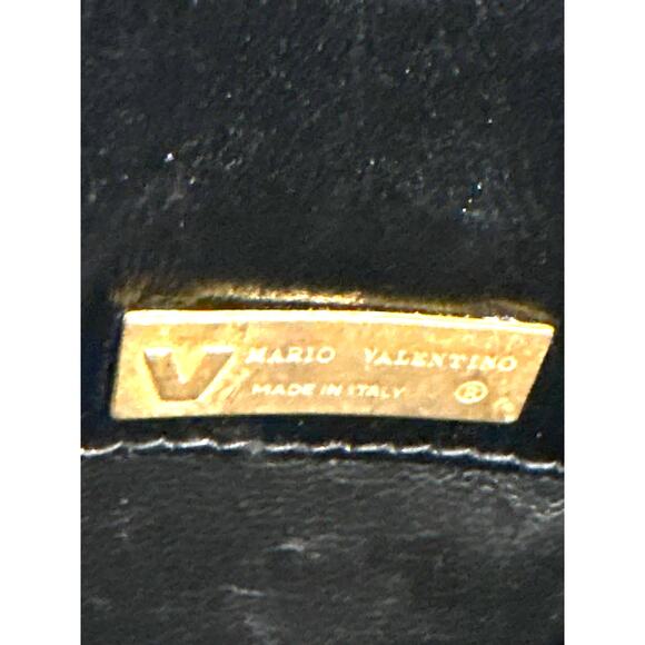 Vintage Valentino Garavani Leather Clutch Shoulder Bag Hand Bag Logo Black - Picture 7 of 11